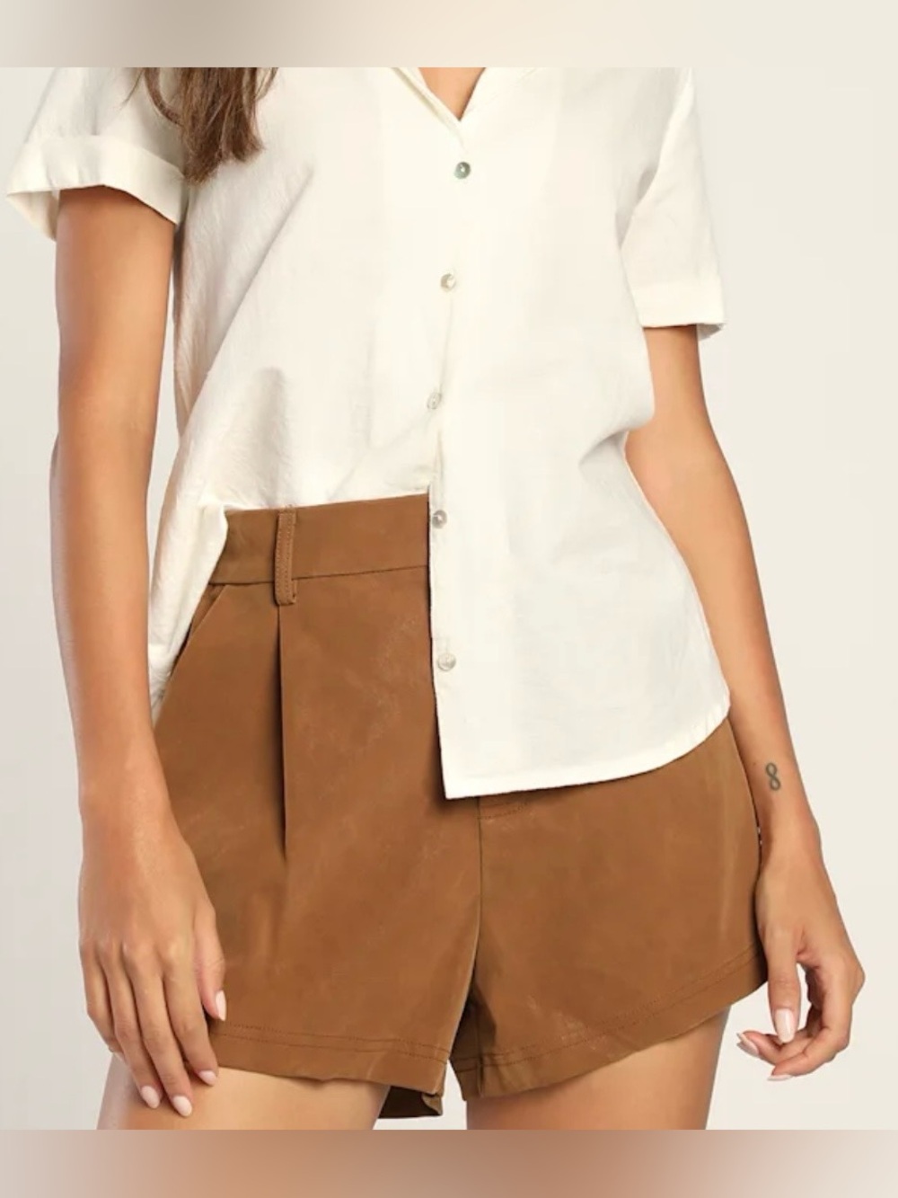 Free People Roma Vegan Suede Shorts Brown High Rise XS